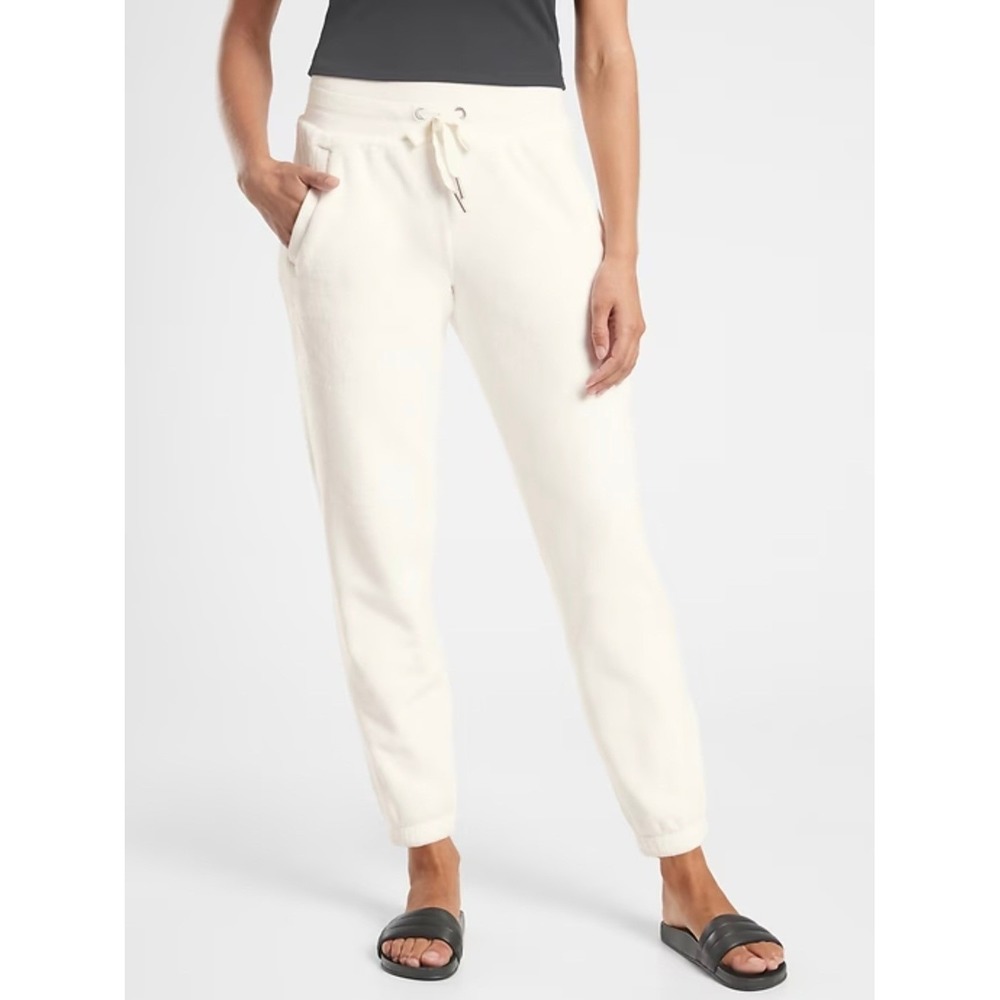 Athleta Cozy Karma Recover Jogger White Cream Plush Fleece Sweatpants Large
